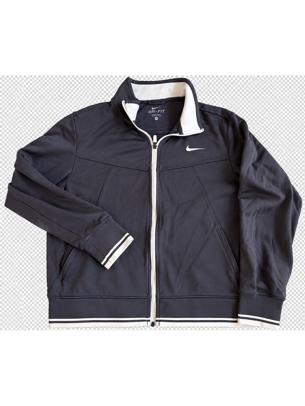 Nike Dri-FIT Men's Track Jacket Large Black with White Accents